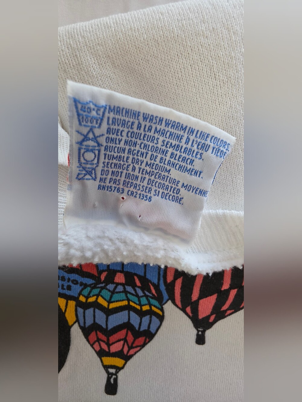 Vintage 1993 Thunderbird Balloon Classic Air Show Sweatshirt Mens M Hanes White - Picture 6 of 8